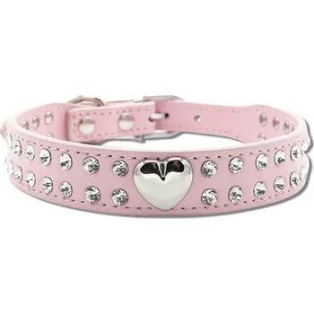 Obojek pro psa Heart jewel obojek Barva: Růžová, Velikost: 16 - 22 cm