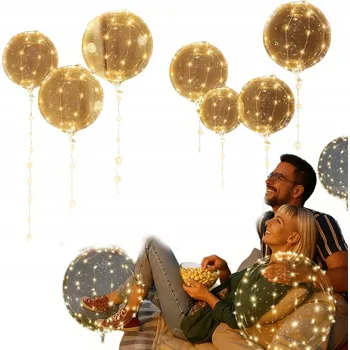 Balónek SVÍTÍCÍ LED BALÓNKY PRŮHLEDNÉ SVÍTÍCÍ BALÓN NA SILVESTRA KARNEVAL