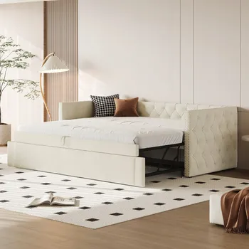 Postel Jednolůžková dřevěná postel Arhatreya 90x200, béžové odstíny