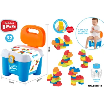 Dětská kuchyňka Ramiz Sada měkkých bloků + úložná židle modrá