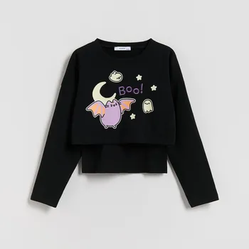 Dívčí tričko Reserved - Dvouvrstvé tričko Pusheen - černý - 375FT-99X - 375FT-99X-122