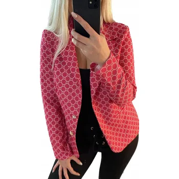 Dámské sako M899 ELEGANTNÍ SAKO S VZORY NA PODŠÍVCE, RŮŽOVÉ, vel. 40 (L)