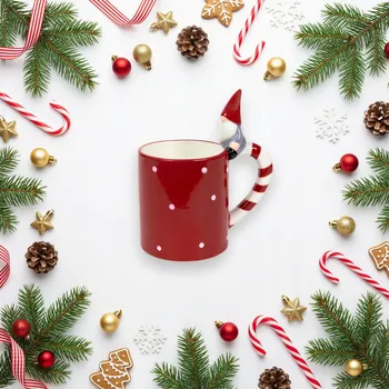 HRNEK GNÓM VELKÝ 390 ml NA KÁVU, ČAJ, HORKOU ČOKOLÁDU, VÁNOČNÍ, KERAMICKÝ - MIX