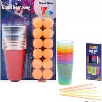Desková hra Pivní ping pong sada - 24 kelímků, míčky, hra na párty, 48 dílů, 18+