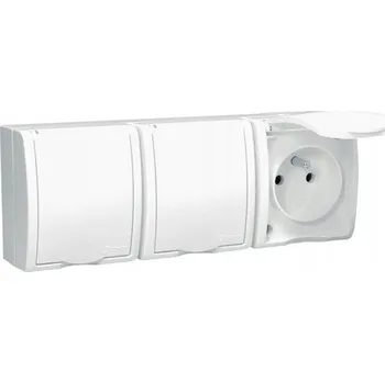 Elektrická zásuvka Trojitá vodotěsná zásuvka bílá venkovní IP54 Kontakt Simon Aquarius