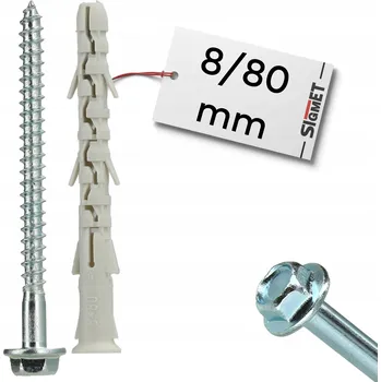 Hmoždinka Rámová hmoždinka fasádní 8/80 rozpěrný kolík šroub s podložkou pozink