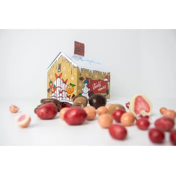 Lyofio Dárkový domeček Vánoce – mix lyofilizovaného ovoce v čokoládě 400 g