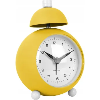 Budík ŽLUTÝ KULATÝ BUDÍK KARLSSON CHAPLIN KA5979BY S TICHÝM CHODEM