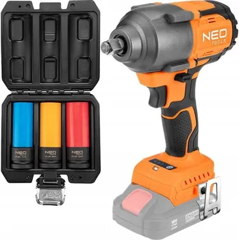 Aku rázový utahovák bezkartáčový + SADA NÁSTRČNÝCH KLÍČŮ PRO HLINÍKOVÉ DISKY KOL NEO