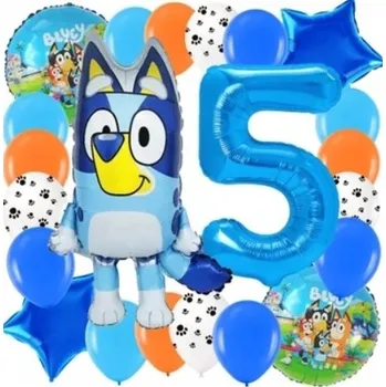 Balónek SADA BALÓNKŮ BLUEY BINGO PEJSEK BALÓN ČÍSLICE 5 LET PÁTÉ NAROZENINY 22 KS