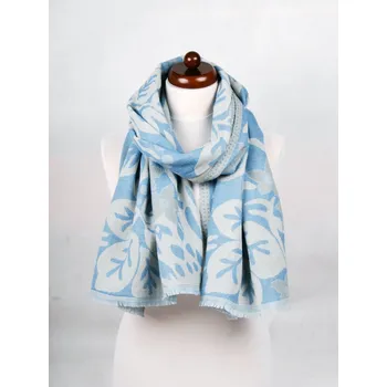 Šála Šála z merino vlny světle modro-smetanová