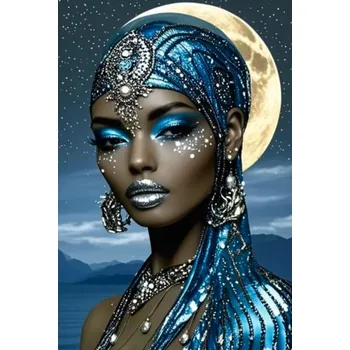 Diamantové malování Diamantový obrázek žena a měsíc 5D 30 x 40 cm