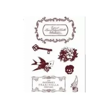 Dětské razítko Gelová razítka - Štítky, klíč, květiny, vlaštovka