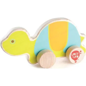 Dřevěná hračka DŘEVĚNÁ ŽELVA K TAHÁNÍ NA PROVÁZKU HRAČKA NA KOLEČKÁCH PRO DĚTI ZOO