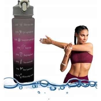 Láhev LAHEV NA PITÍ MOTIVAČNÍ LAHEV 1L S MĚRKOU, NEPROTÉKAJÍCÍ, BEZ BPA, PRO FITNESS A SPORT