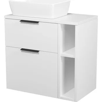 Koupelnový nábytek CERSANIT 3D Skřííňka Cersanit City 60 pod desku bílá, skříňka 20 pod desku otevřená bílá, deska 80 horní bílá, umyvadlo City 60 na desku obdélníkové bílé, úchytky černé S584-017-DSM;S584-035-DSM;S584-068;K35-048;S584-033;S584-033