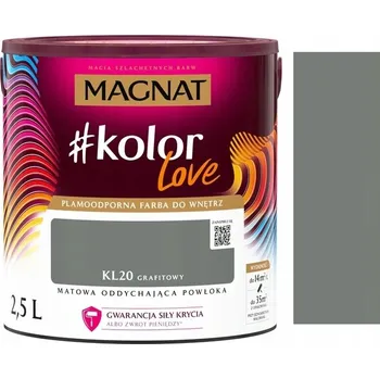 barva na zeď Matná, prodyšná latexová barva MAGNAT #kolorlove grafitová KL20 2,5 l