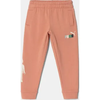 Chlapecké kalhoty Dětské bavlněné tepláky Puma X PLAYMOBIL 627391 oranžová 24X, vel. 116