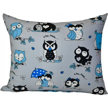 Povlak na dekorativní polštářek Povlak 50x70 Dětský Bavlněný Šílené Sovy Modrý Oboustranný