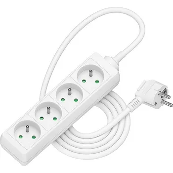 Elektrická zásuvka AlzaPower prodlužovací přívod 230V 4 zásuvky 1.5m bílý