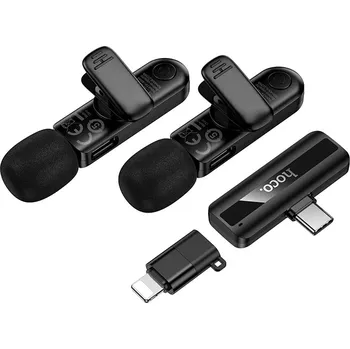 Sluchátka Mikrofon bezdrátový HOCO - 2v1 Lightning / USB C - HOCO - černý - sada 2 kusů
