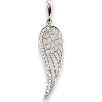 Přívěsek Stříbrný přívěsek - křídlo se zirkony, rhodiovaný, Ag 925