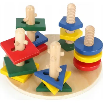 ostatní stavebnice UKŁADANKA WIEŻE MOTORYCZNE DREWNIANA SORTER STAVEBNICE 15 DÍLKŮ HRAČKA 2+