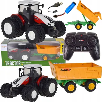 autíčko TRAKTOR S PŘÍVĚSEM TRAKTOR S OVLADAČEM DÁLKOVĚ OVLÁDANÝ SVĚTLA PRO DĚTI