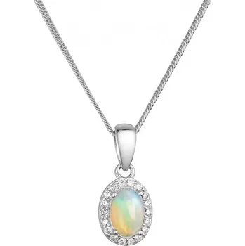 Náhrdelník Stříbrný náhrdelník luxusní s pravým opálem bílý 12085.3 opál