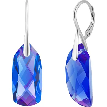 Náušnice Preciosa Stříbrné náušnice Preciosa Crystal Bay s českým křišťálem, safír 6261 58