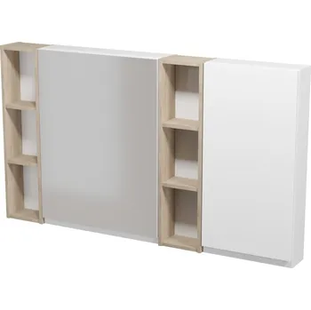 Koupelnový nábytek CERSANIT 3D Nábytkový set Cersanit Moduo 140, skříňka 60 zrcadlová závěsná bílá, skříňka 20 horní závěsná otevřená dub 2x, skříňka 40 závěsná horní bílá K116-023;S929-018;K116-023;K116-018