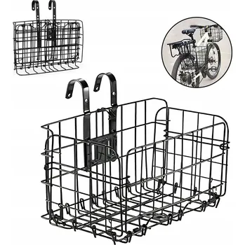 Košík na láhev VELKÝ SKLÁDACÍ KOŠÍK NA KOLO MTB PŘEDNÍ ZADNÍ ČERNÝ DRÁTĚNÝ SET
