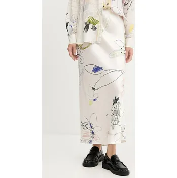 Dámská sukně Sukně Desigual PAUL béžová barva, midi, 25WWFW07 01A, vel. M