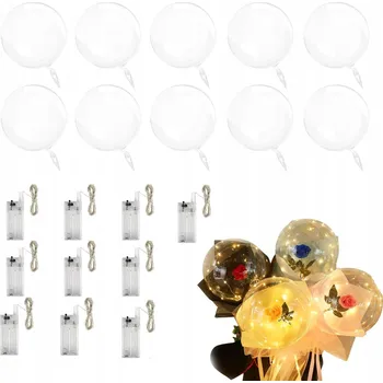 Balónek 10 svítících balónků, Bobo balónky na helium, LED balónky