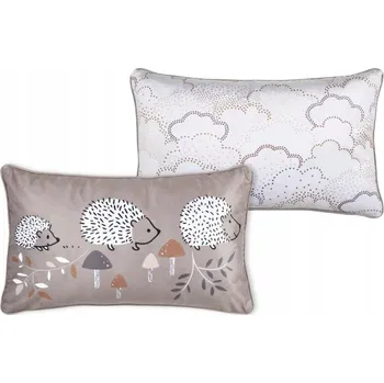 Polštář Polštář pro děti GABIN BRUN 30x50 ježci, obláčky, oboustranný