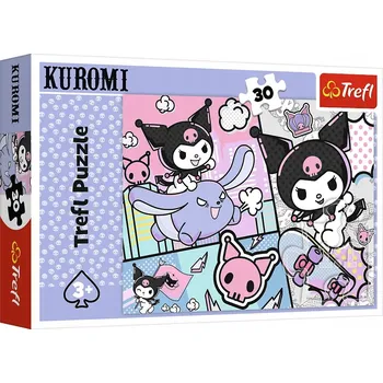 Puzzle PUZZLE 30 dílků HELLO KITTY Zábava s Kuromi, puzzle pro děti +3 roky