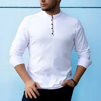 Pánská košile Pánská košile ležérní s dlouhým rukávem slim střihu bavlna velikost M