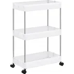 Skříňka na kolečkách, 3 police, bílá - KSC009W01