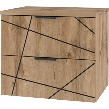 Koupelnový nábytek WOOD-02 - Skříňka pod umyvadlo s deskou 2Z 60cm Dub Wotan Set-1