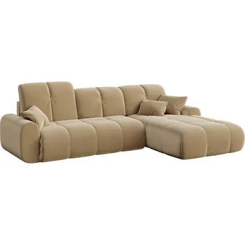 Pohovka Devichy Béžová sametová rohová pohovka Tous 290 cm, pravá