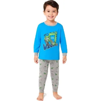 Chlapecké oblečení BAVLNĚNÉ DĚTSKÉ PYŽAMO S BAGREM NOVINKA Barva: Modrošedá, Velikost: 110