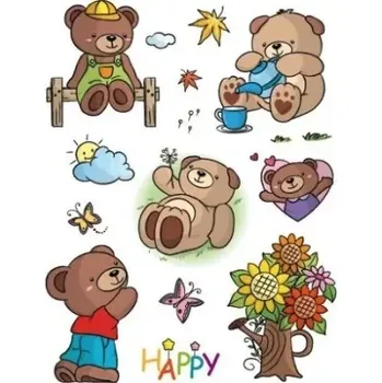 Dětské razítko Razítka gelová - Gelová razítka - Medvídci s kyticí a motýlky