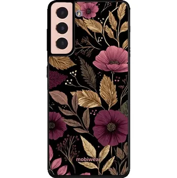 Pouzdro na mobilní telefon Lesklý kryt Mobiwear Glossy - Samsung Galaxy S21 - G170G Fialová kvítka (Prémiové lesklé pouzdro, obal, kryt Mobiwear Glossy na mobil Samsung Galaxy S21 - G170G Fialová kvítka, materiál Plast + TPU silikon - krytí po všech stranách, neošoupatelný potisk,)