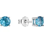 Stříbrné náušnice pecky s pravými minerálními kameny modré 11484.3 london topaz