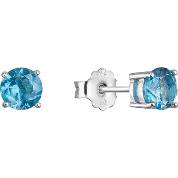 Náušnice Stříbrné náušnice pecky s pravými minerálními kameny modré 11484.3 london topaz