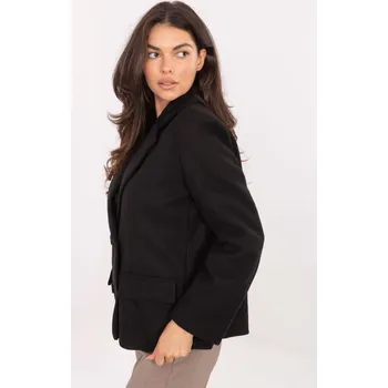 Dámský kabát Krátký elegantní přechodný kabát černý IT-KR-