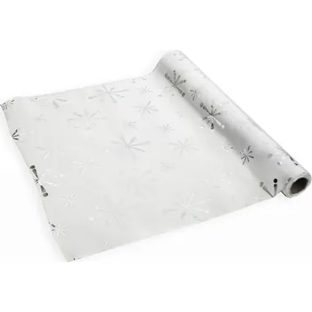 Vánoční dekorace KLIA Satén vánoční 36cm/5m bílá