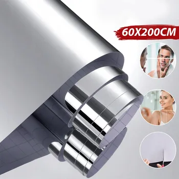 Zrcadlo FÓLIE ZRCADLOVÁ NALEPOVACÍ SAMOLEPICÍ ZRCADLO NA NÁBYTEK ZE STĚNY 200X60 CM