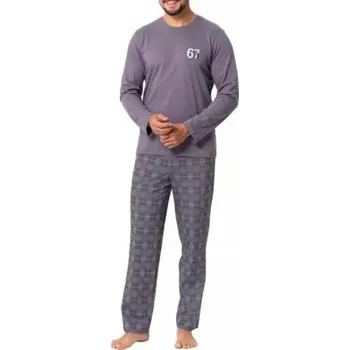 Pánské pyžamo Pánské dlouhé pyžamo Hotberg Parker 1394 šedá XL