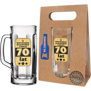 Sklenice DÁREK NA 70 URODZINY SUVENÝR PRO MUŽE CHLAPA DĚDEČKA SADA PIVNÍ SKLENICE